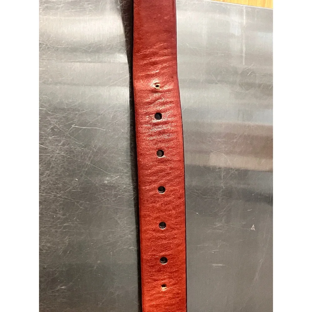 Bosca Mens Brown Full Grain Hand Stained Leather Belt Made in Italy 40 Inch